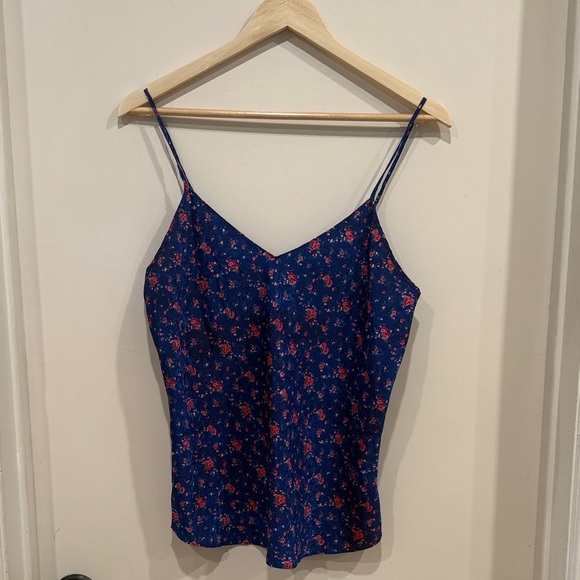 Vintage Blue & Pink Floral Tank Top sz M EUC - Picture 2 of 6